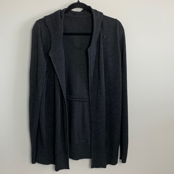 Zyia Sweater Cardigan Hooded Charcoal Size Small - Picture 4 of 14